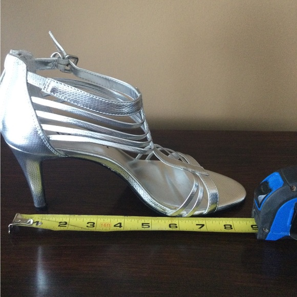 Gallery Sparkly Silver Strappy Stilettos - Picture 12 of 14